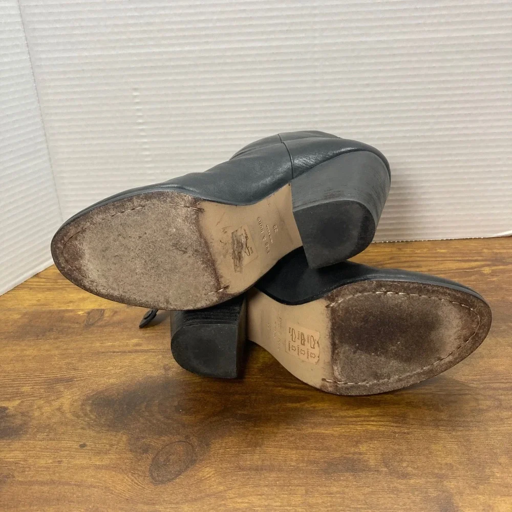 Rag Bone Black Leather‎ Block Heel Ankle Boots Women's Size 38